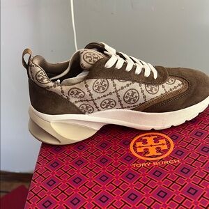 Tory Burch Brown and Cream Lifestyle Sneakers